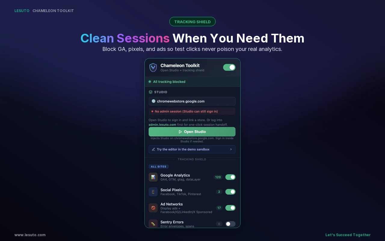 Clean sessions when you need them with the Tracking Shield