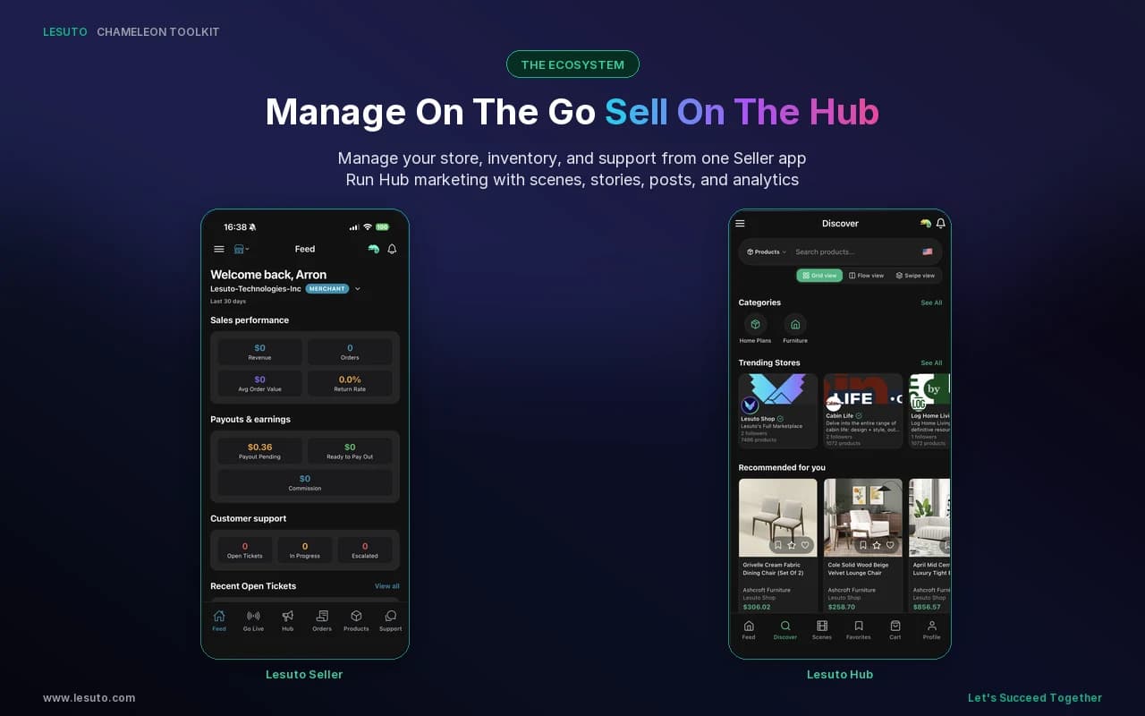 Manage on the go and sell on the Hub with Lesuto Seller and Hub