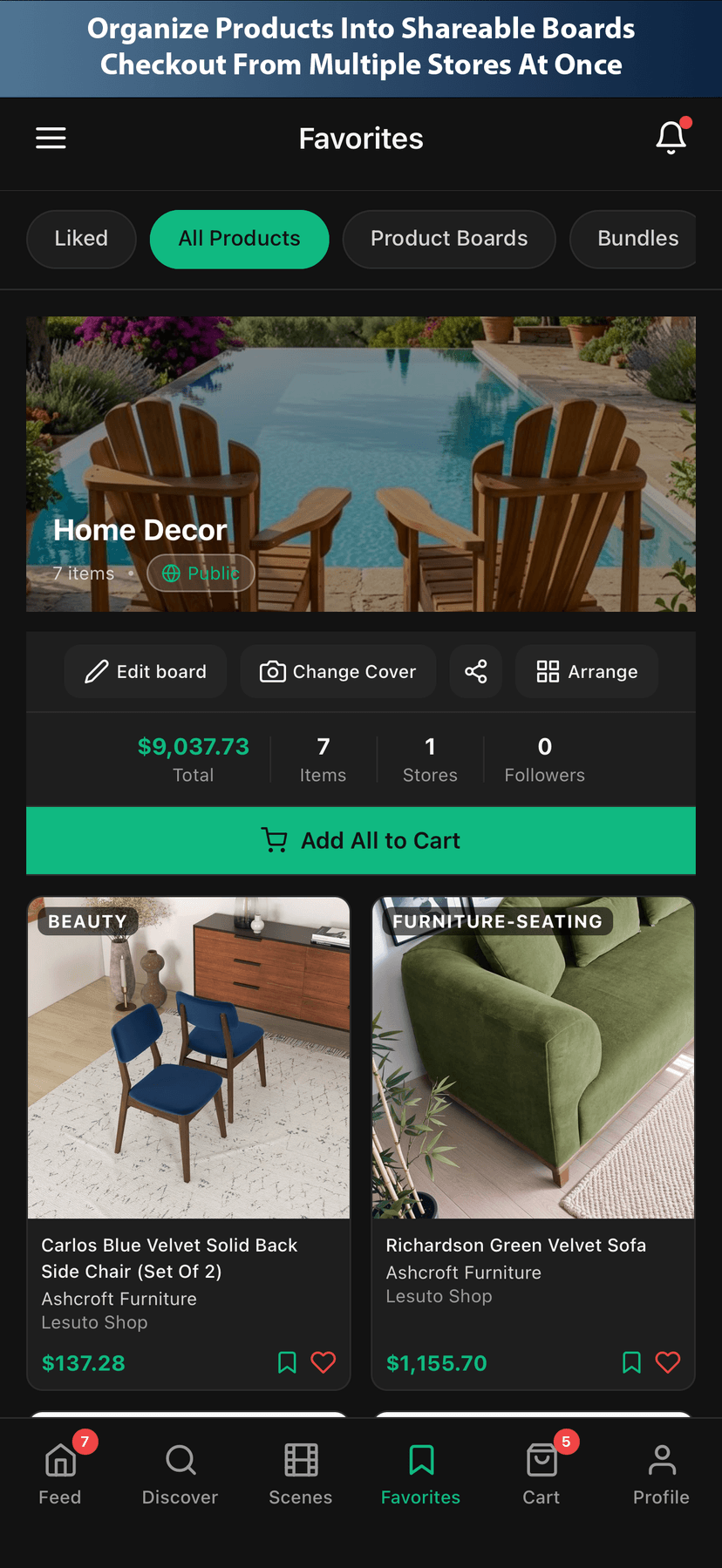 Unified cart across multiple stores