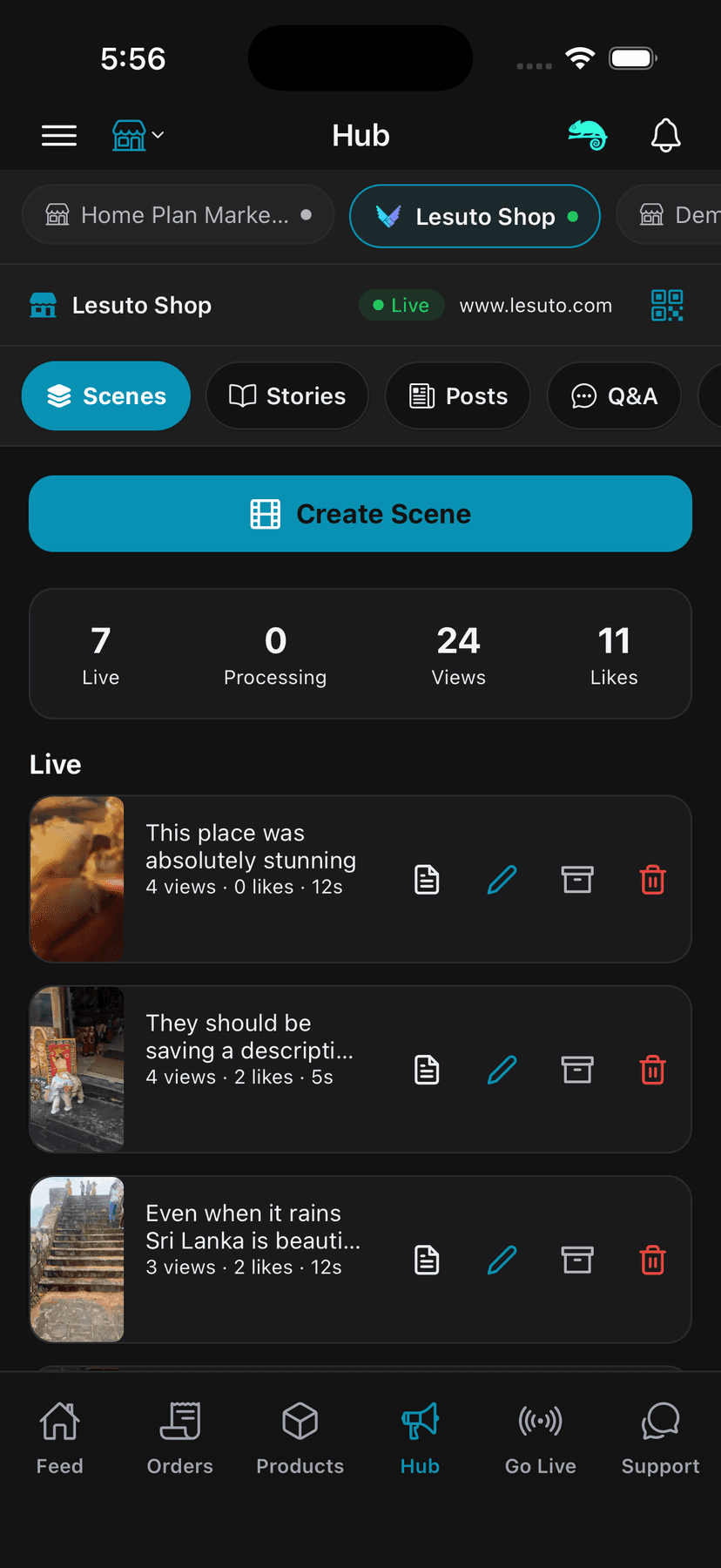 Hub stores