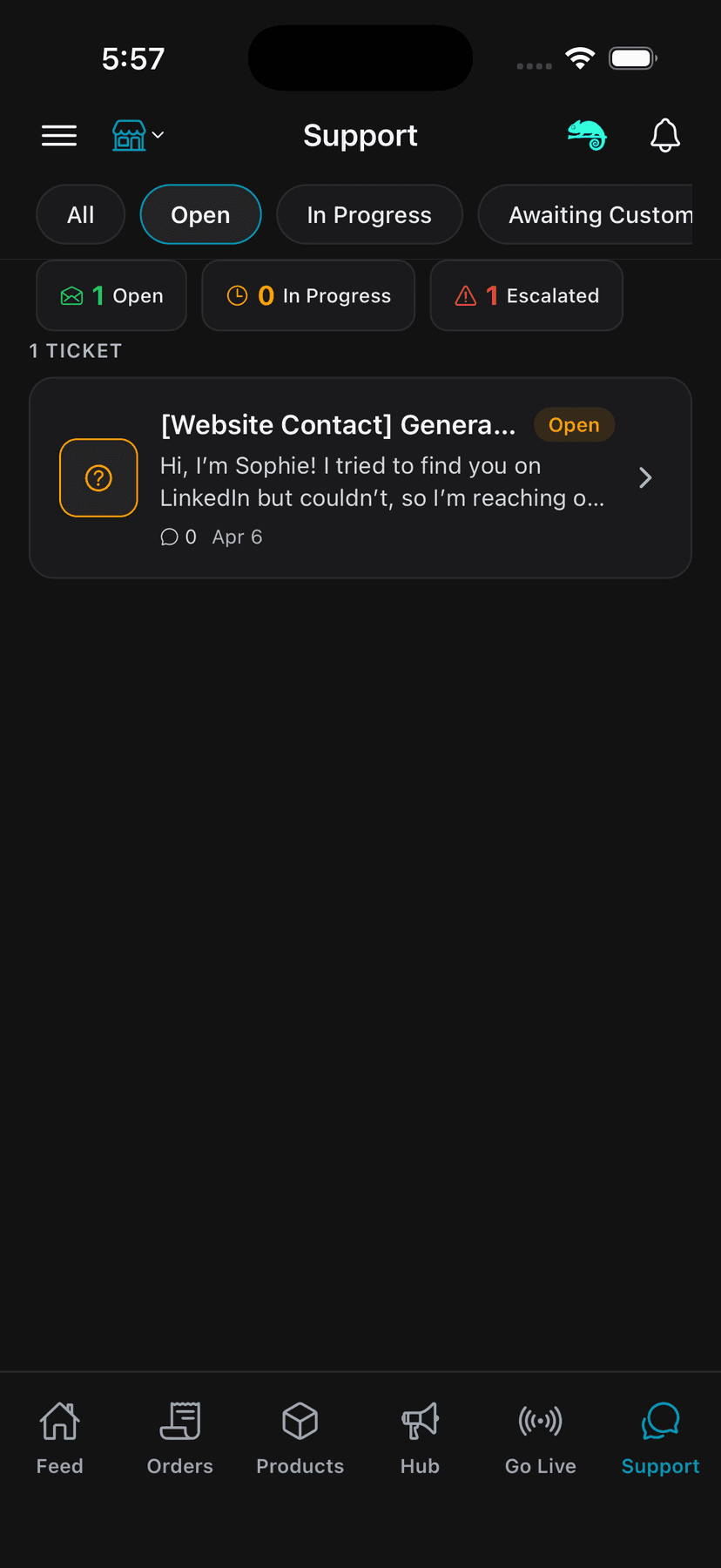 Support tickets